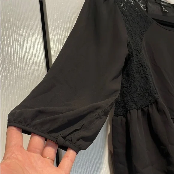 Forever 21 Womens Sheer Lace Top Small Y2K Whimsigoth Dark‎ Fairy Romantic Vamp - Picture 4 of 9